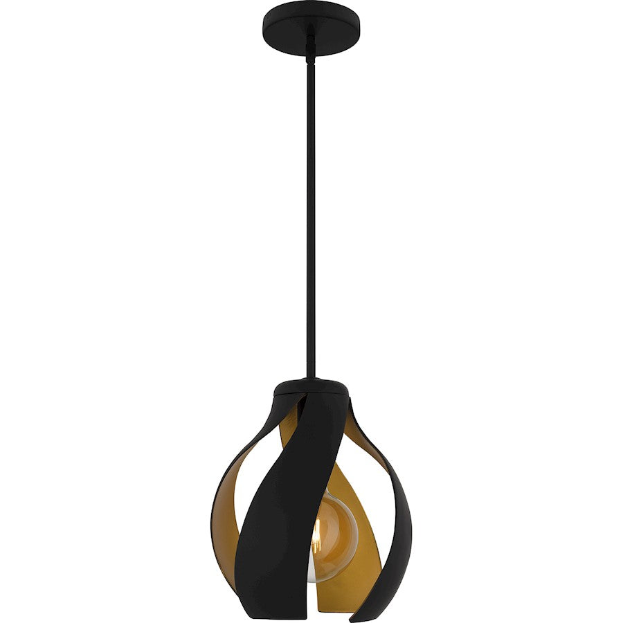 Kiko 1 Light Pendant, Matte Black/Metal