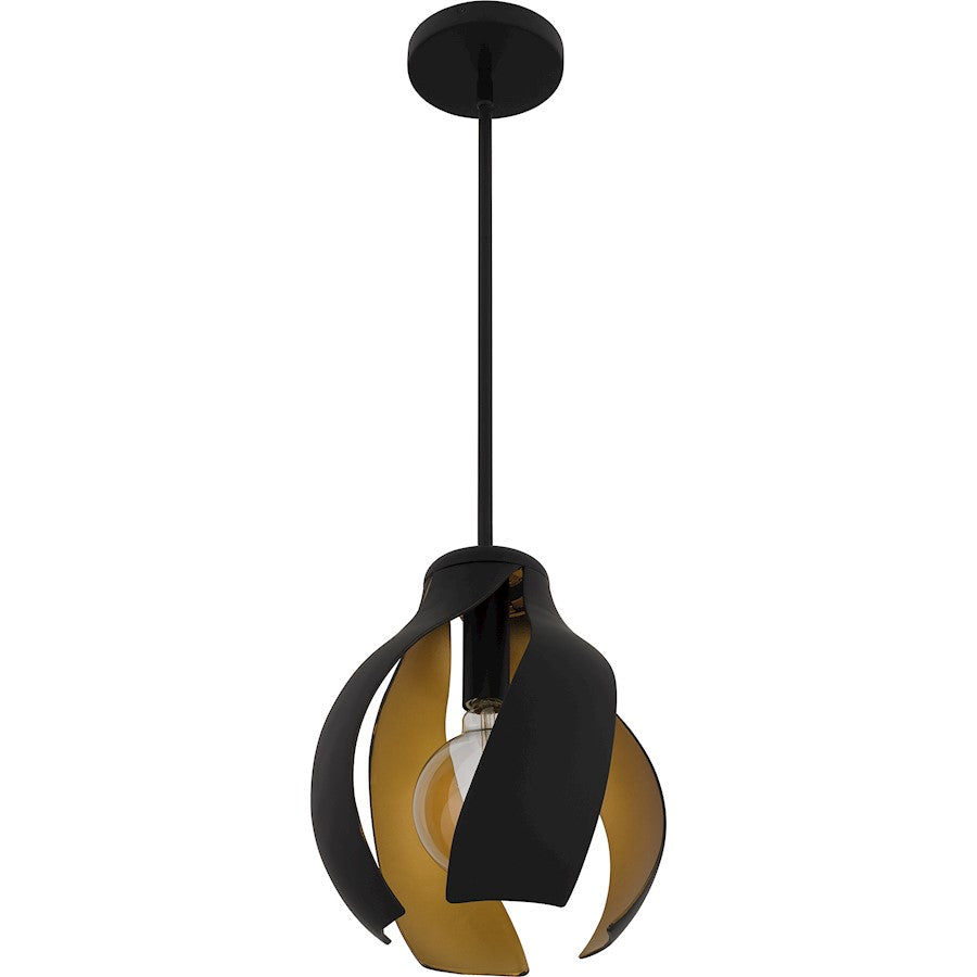 Kiko 1 Light Pendant, Matte Black/Metal