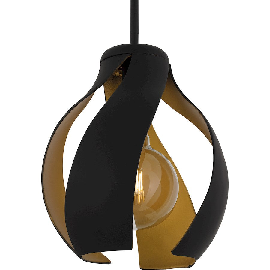 Kiko 1 Light Pendant, Matte Black/Metal