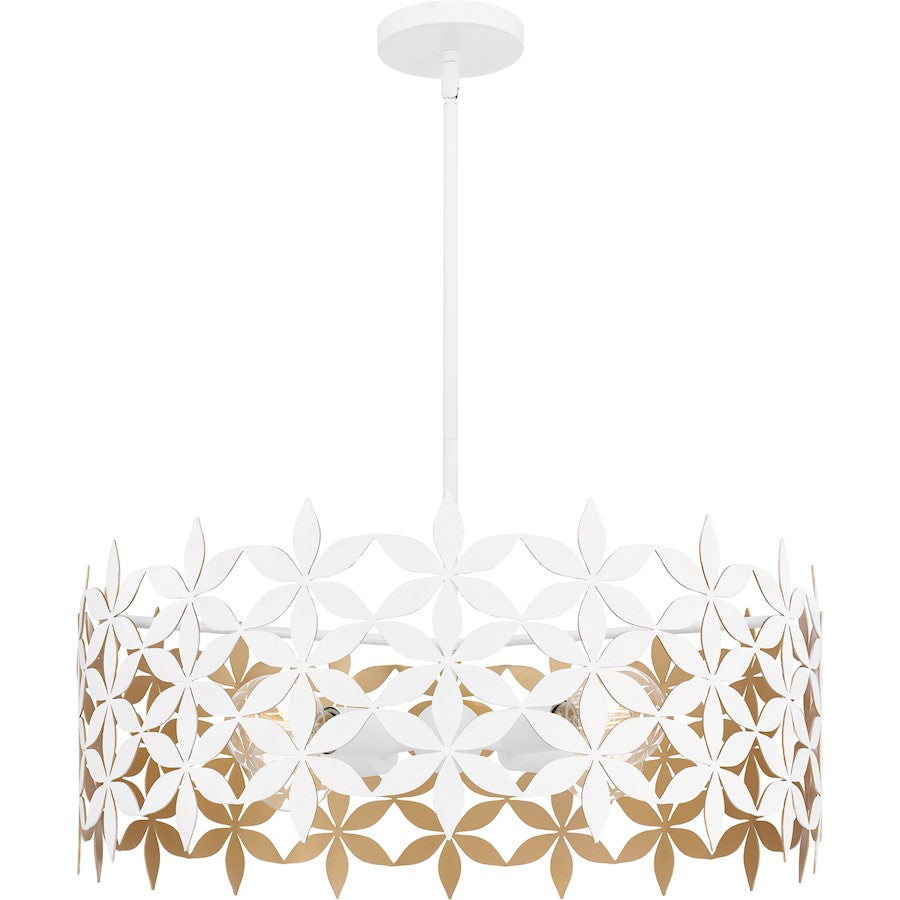 Quoizel Piper 4 Light Pendant, Matte White/Metal - QP6746W