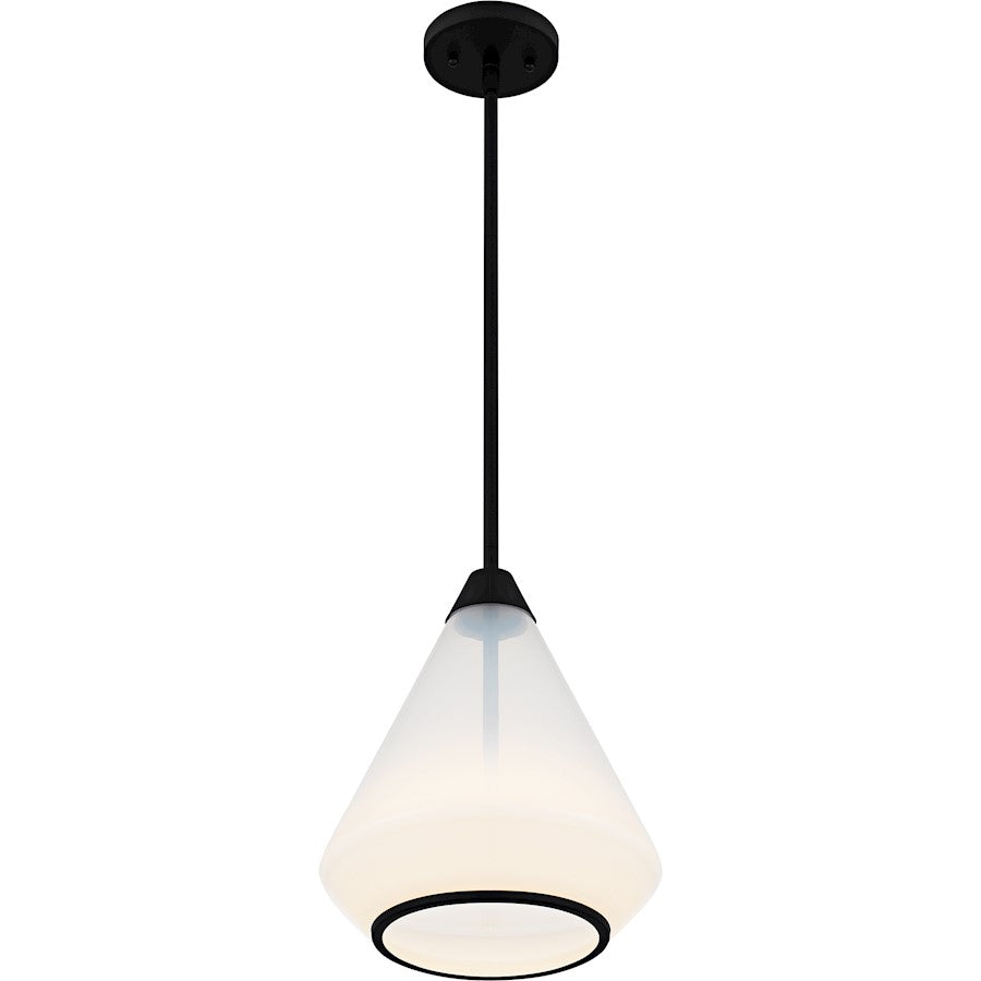 Haze 1Light Mini Pendant, Matte Black/Clear Ombre Glass