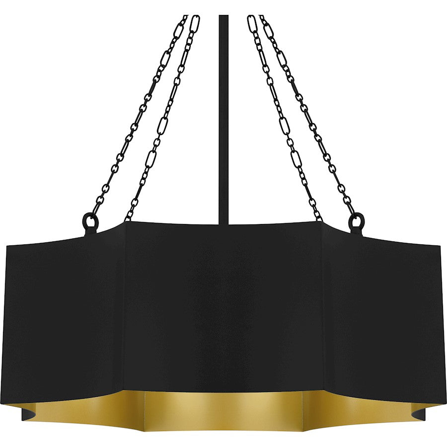 Zyler 4 Light Pendant, Matte Black/Metal
