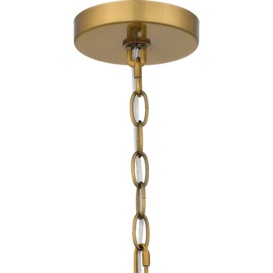 Malia 4 Light Pendant, Brushed Gold/White Linen Fabric
