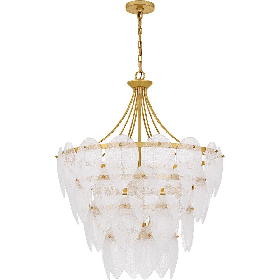 Lilestone 7Light Pendant, Gold Leaf/Clear Seedy Glass