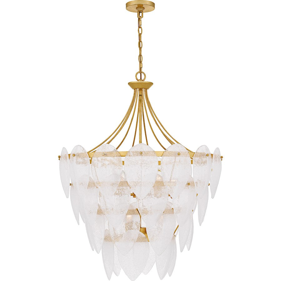 Lilestone 7Light Pendant, Gold Leaf/Clear Seedy Glass