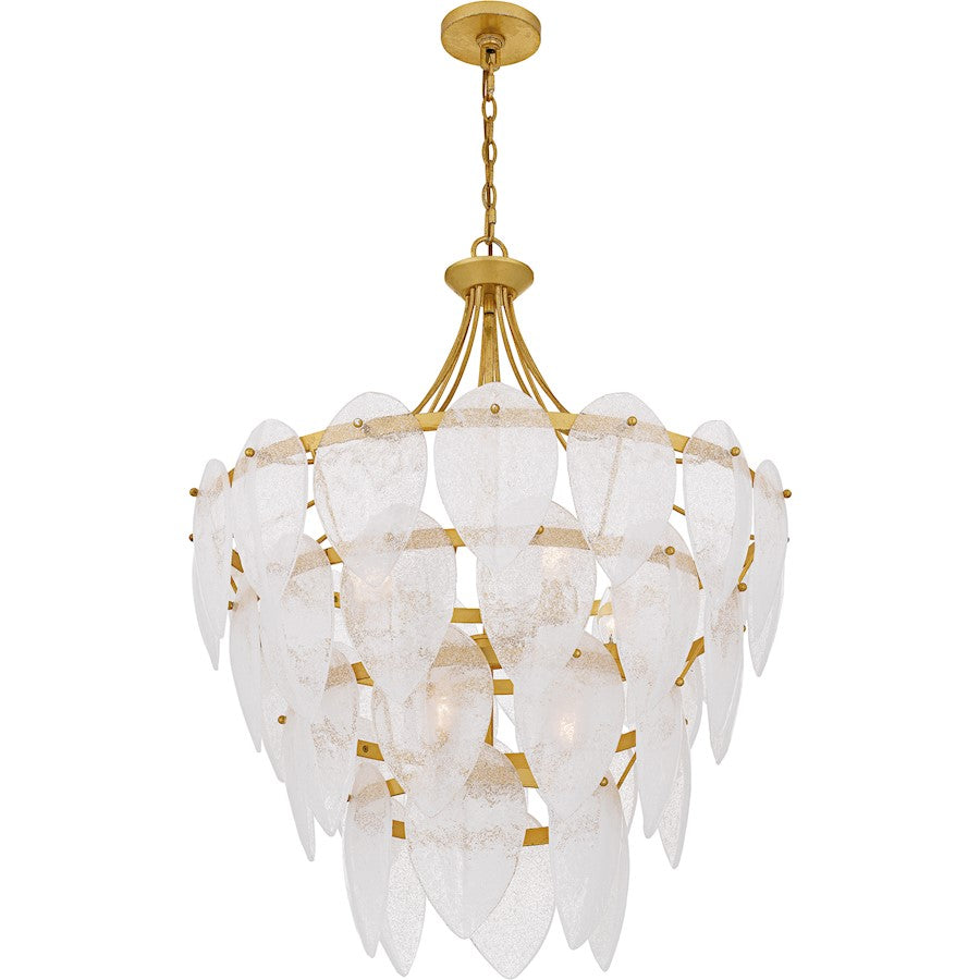 Lilestone 7Light Pendant, Gold Leaf/Clear Seedy Glass