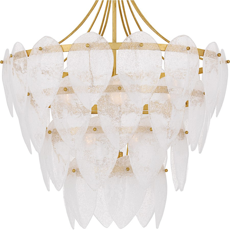 Lilestone 7Light Pendant, Gold Leaf/Clear Seedy Glass