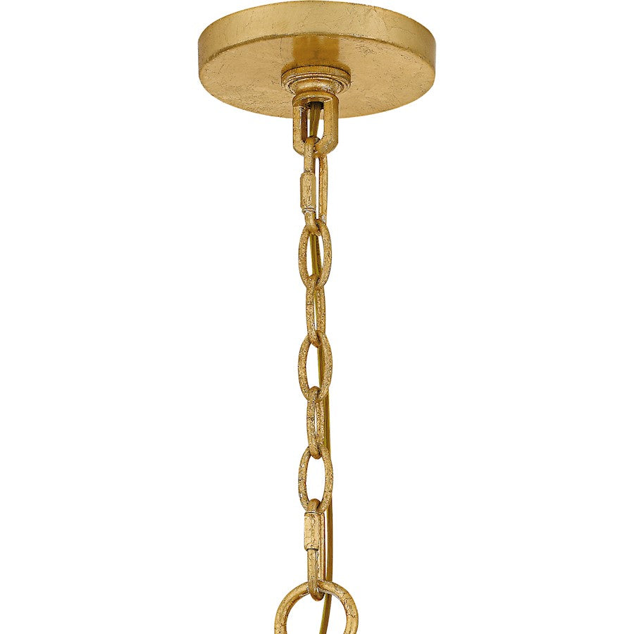 Lilestone 7Light Pendant, Gold Leaf/Clear Seedy Glass