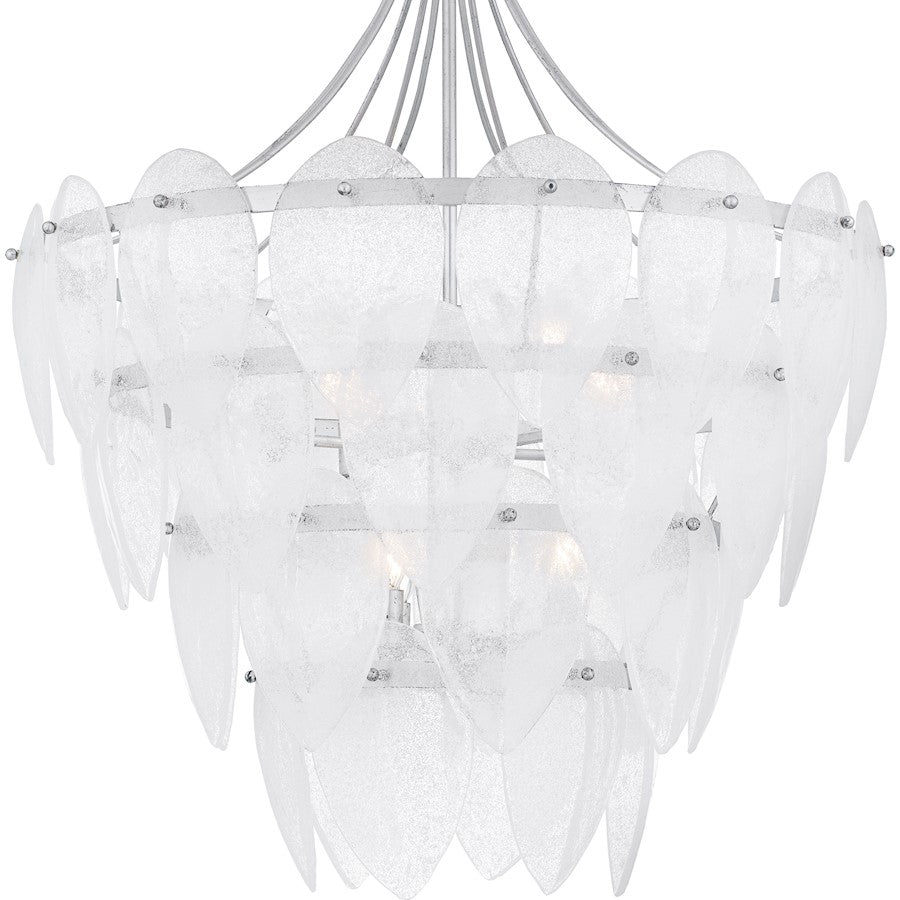 Lilestone 7Light Pendant, Silver Leaf/Clear Seedy Glass