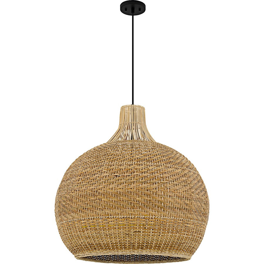 Sycamore 4Light Pendant, Matte Black/Rattan