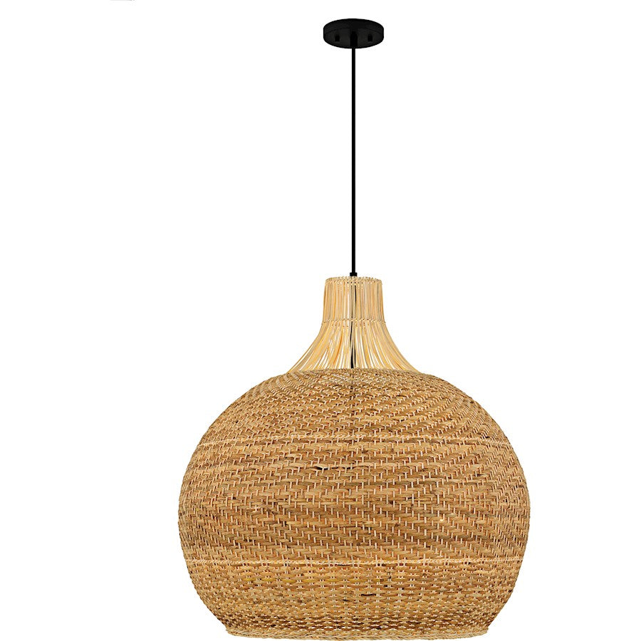 Sycamore 4Light Pendant, Matte Black/Rattan