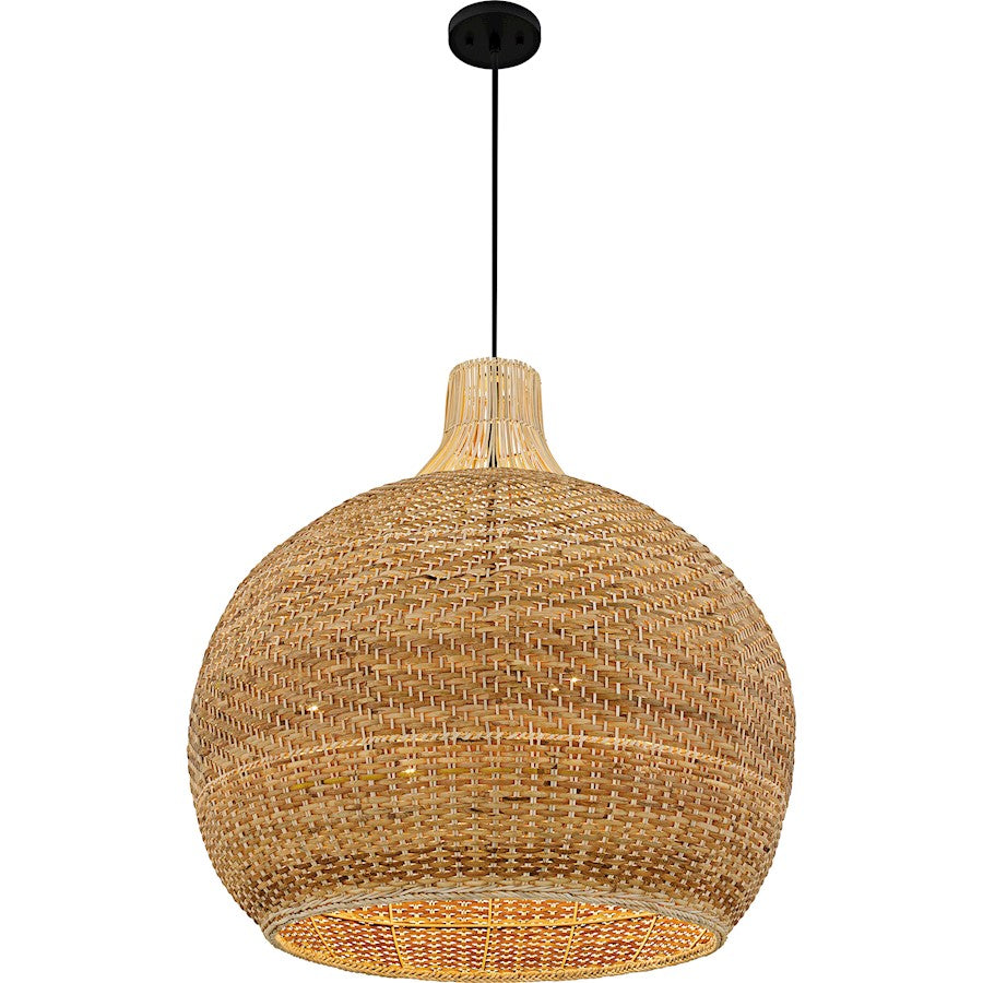 Sycamore 4Light Pendant, Matte Black/Rattan