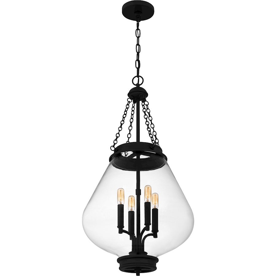 Wallace 4Light Pendant, Matte Black/Clear Glass