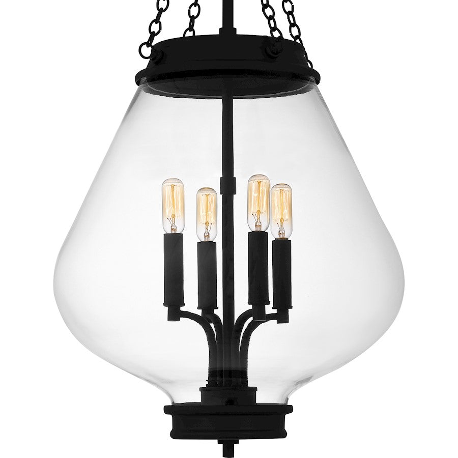 Wallace 4Light Pendant, Matte Black/Clear Glass