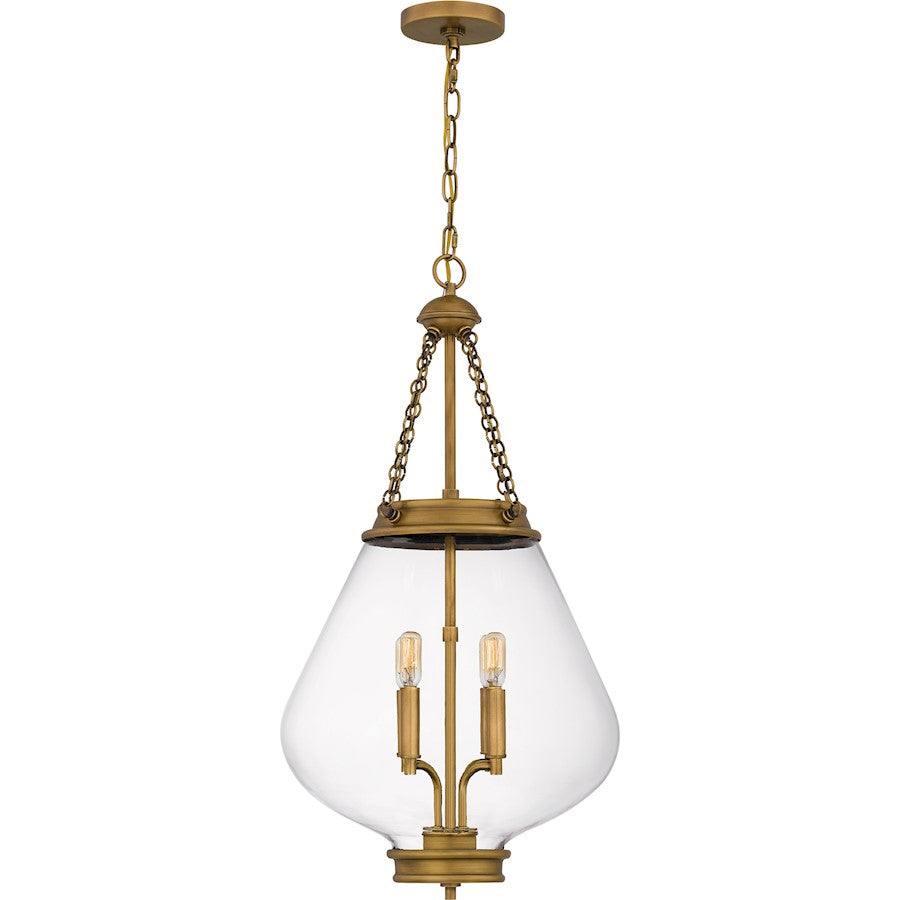 Wallace 4Light Pendant, Weathered Brass/Clear Glass