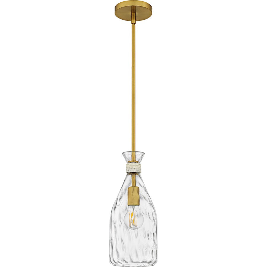 Govada 1Light Mini Pendant, Brushed Gold/Clear Water Glass