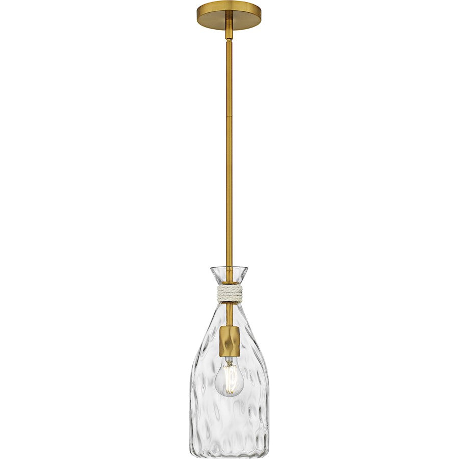 Govada 1Light Mini Pendant, Brushed Gold/Clear Water Glass