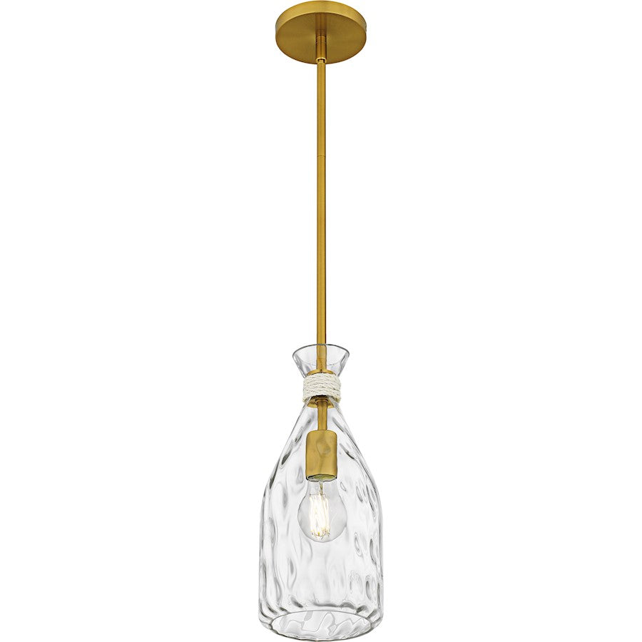 Govada 1Light Mini Pendant, Brushed Gold/Clear Water Glass