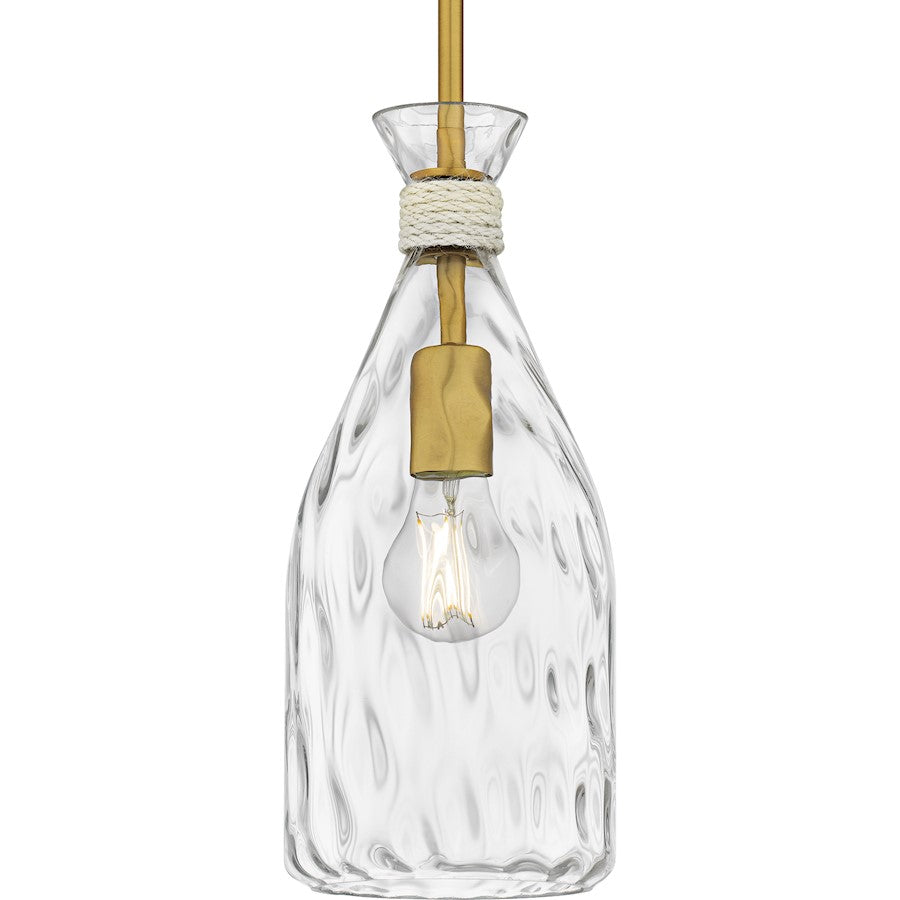 Govada 1Light Mini Pendant, Brushed Gold/Clear Water Glass