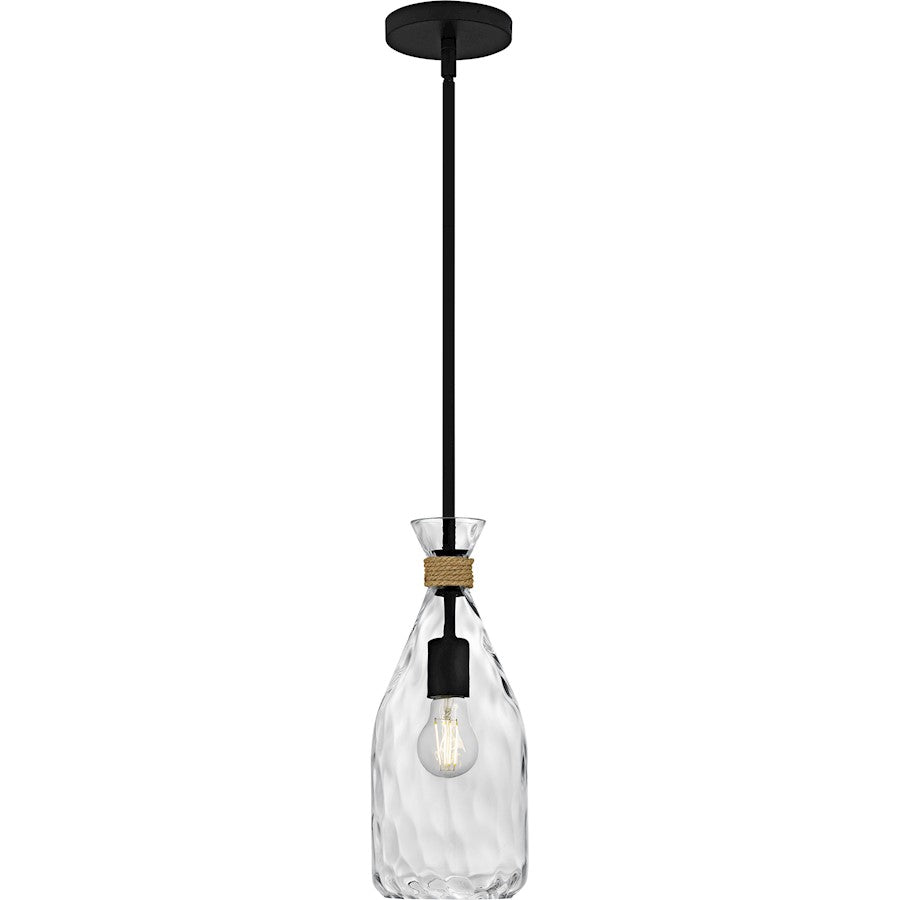 Govada 1Light Mini Pendant, Matte Black/Clear Water Glass