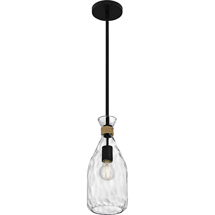 Govada 1Light Mini Pendant, Matte Black/Clear Water Glass