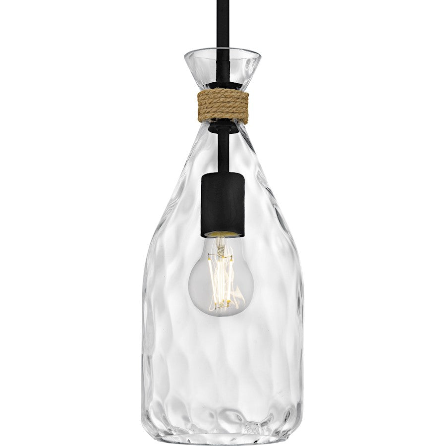 Govada 1Light Mini Pendant, Matte Black/Clear Water Glass