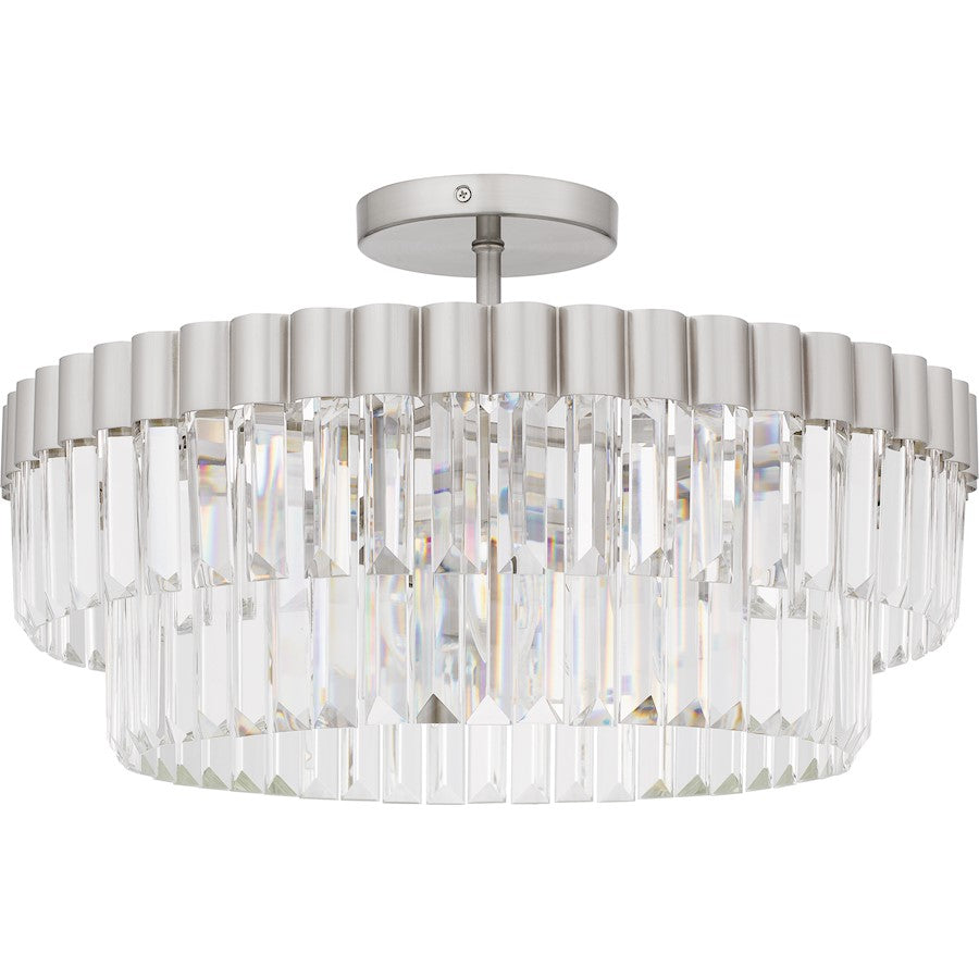 Starlight 4Lt Semi-Flush Mount, Nickel/Clear Crystal Glass
