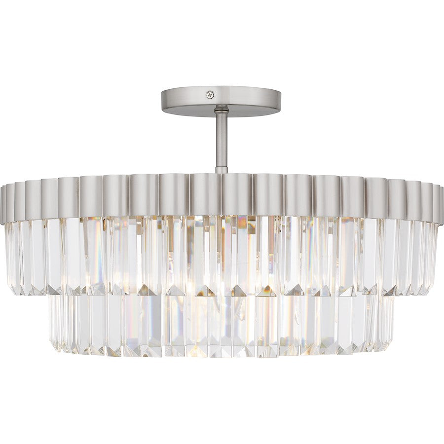 Starlight 4Lt Semi-Flush Mount, Nickel/Clear Crystal Glass