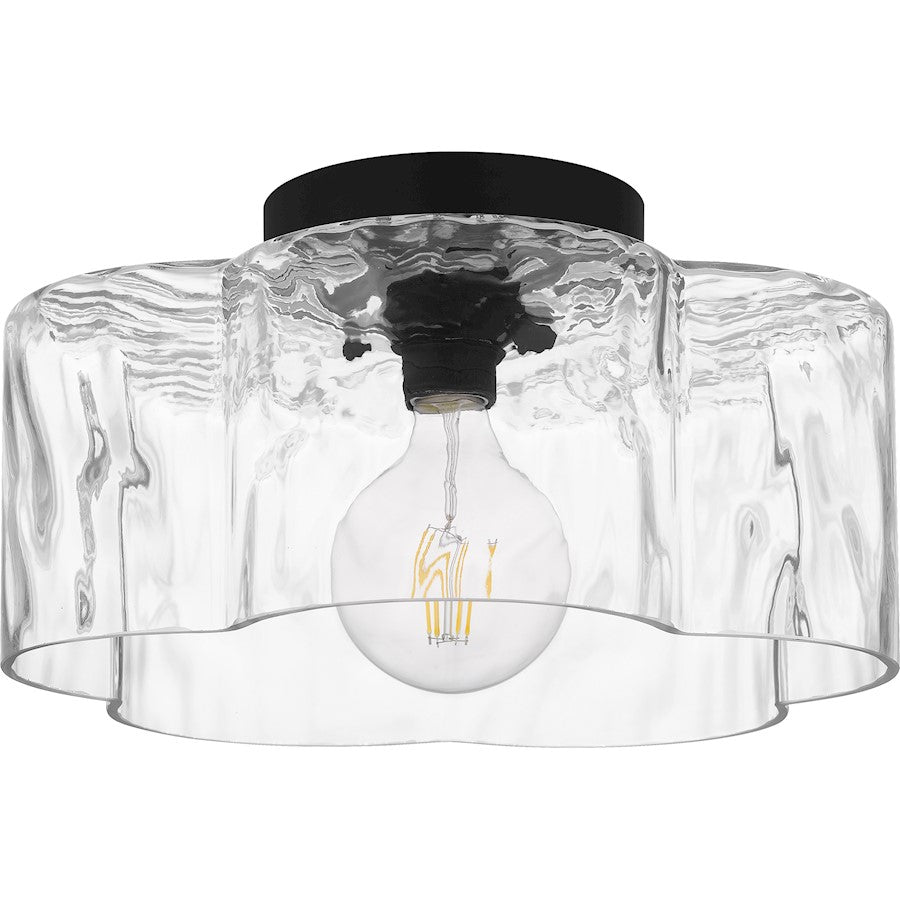 Lilly 1 Light Semi-Flush Mount, Black/Clear Water Glass