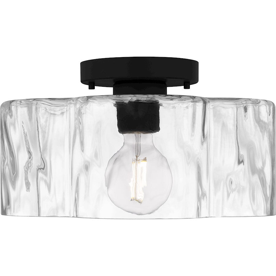 Lilly 1 Light Semi-Flush Mount, Black/Clear Water Glass