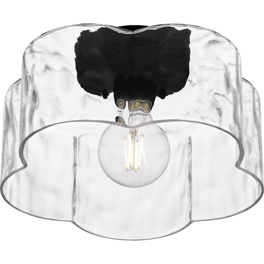 Lilly 1 Light Semi-Flush Mount, Black/Clear Water Glass