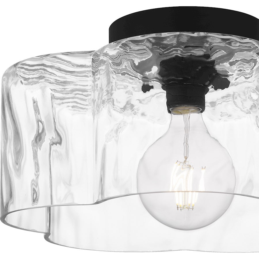 Lilly 1 Light Semi-Flush Mount, Black/Clear Water Glass