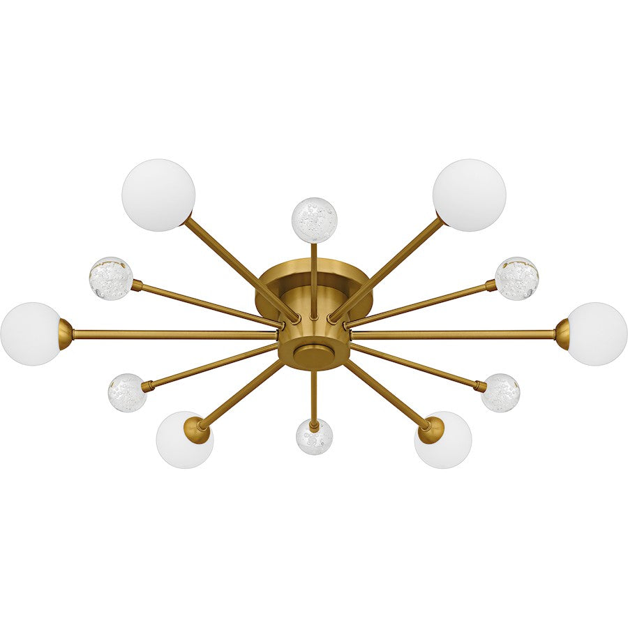 Combe 6Lt Semi-Flush, Gold/Opal Etched, Crystal/Bubble