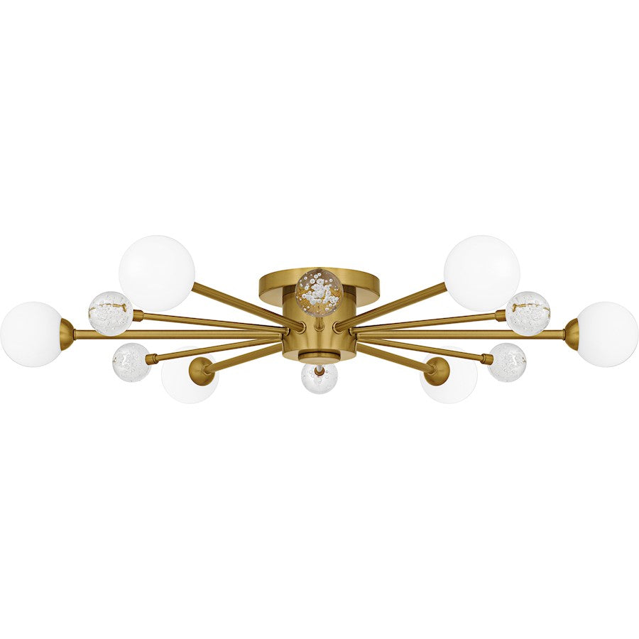 Combe 6Lt Semi-Flush, Gold/Opal Etched, Crystal/Bubble