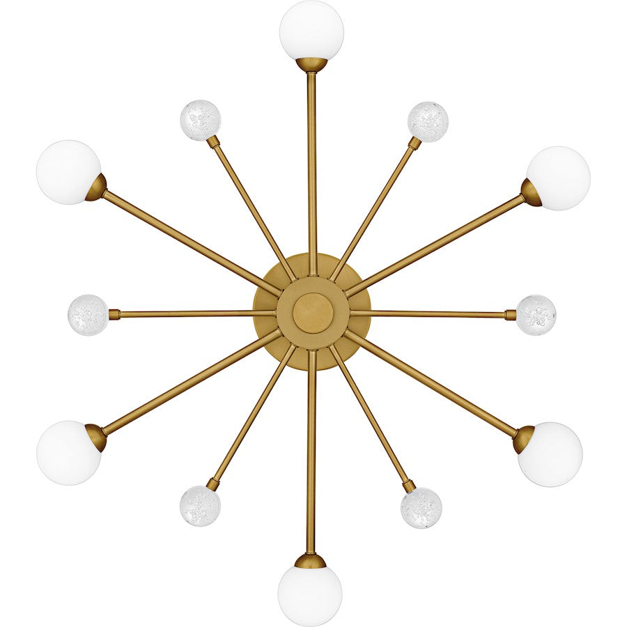 Combe 6Lt Semi-Flush, Gold/Opal Etched, Crystal/Bubble