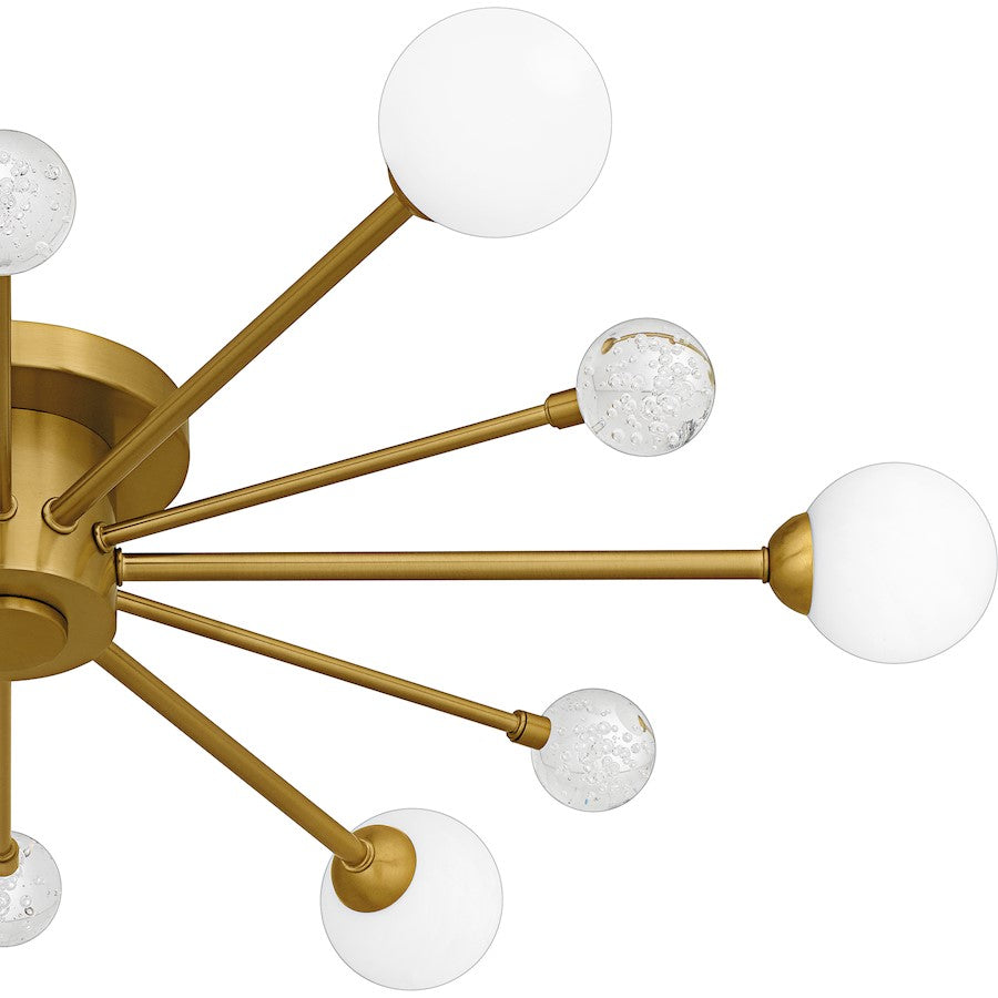 Combe 6Lt Semi-Flush, Gold/Opal Etched, Crystal/Bubble