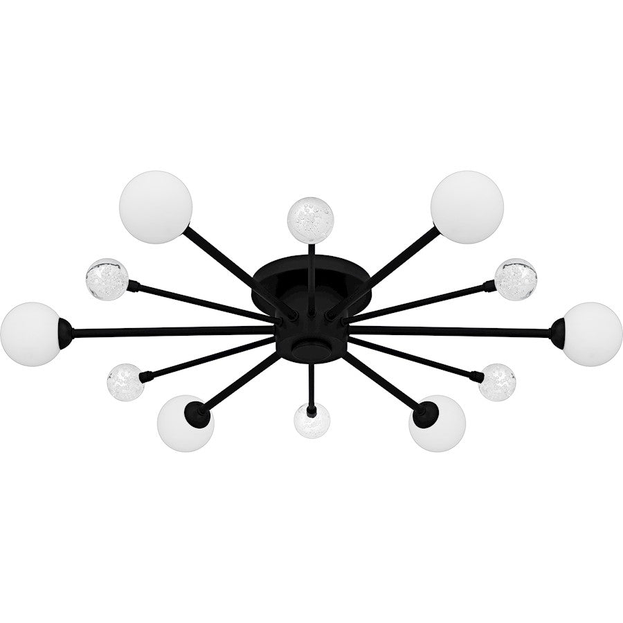 Combe 6Lt Semi-Flush, Black/Opal Etched, Crystal/Bubble