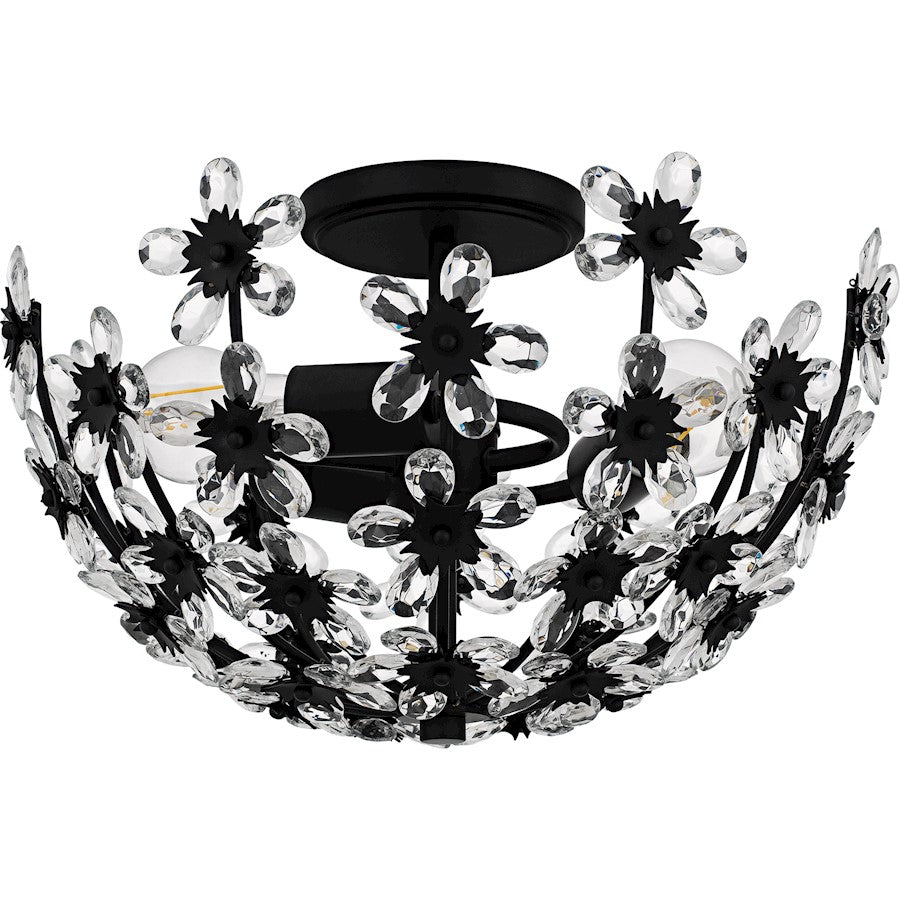 Rosemary 3Lt Semi-Flush Mount, Black/Clear Crystal