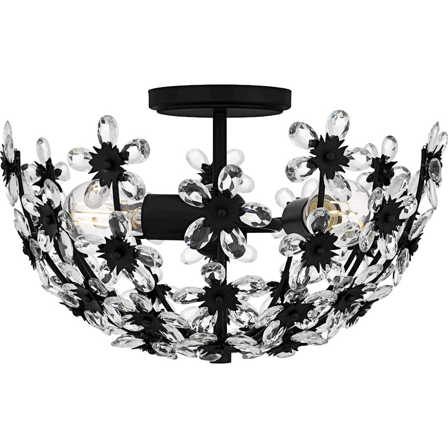 Rosemary 3Lt Semi-Flush Mount, Black/Clear Crystal