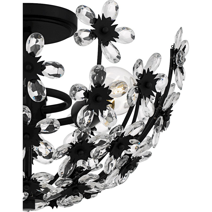 Rosemary 3Lt Semi-Flush Mount, Black/Clear Crystal