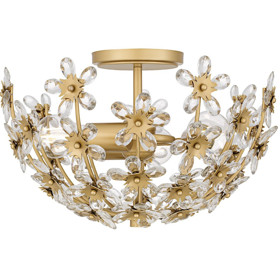 Rosemary 3Lt Semi-Flush Mount, Soft Gold/Clear Crystal