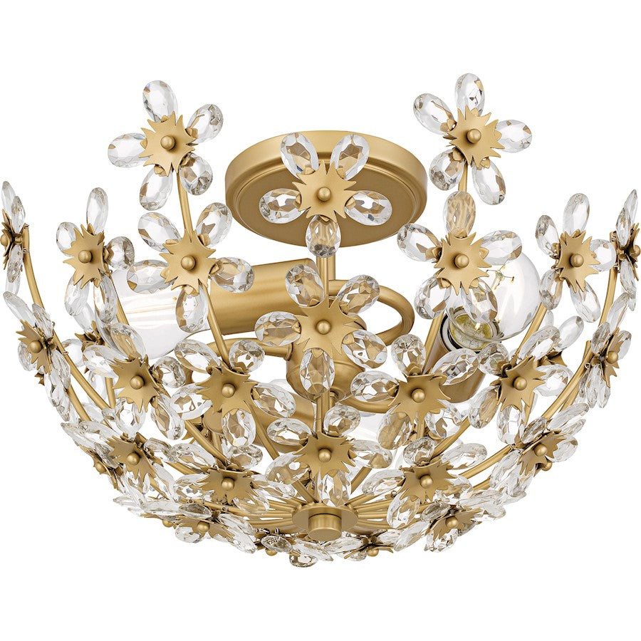 Rosemary 3Lt Semi-Flush Mount, Soft Gold/Clear Crystal