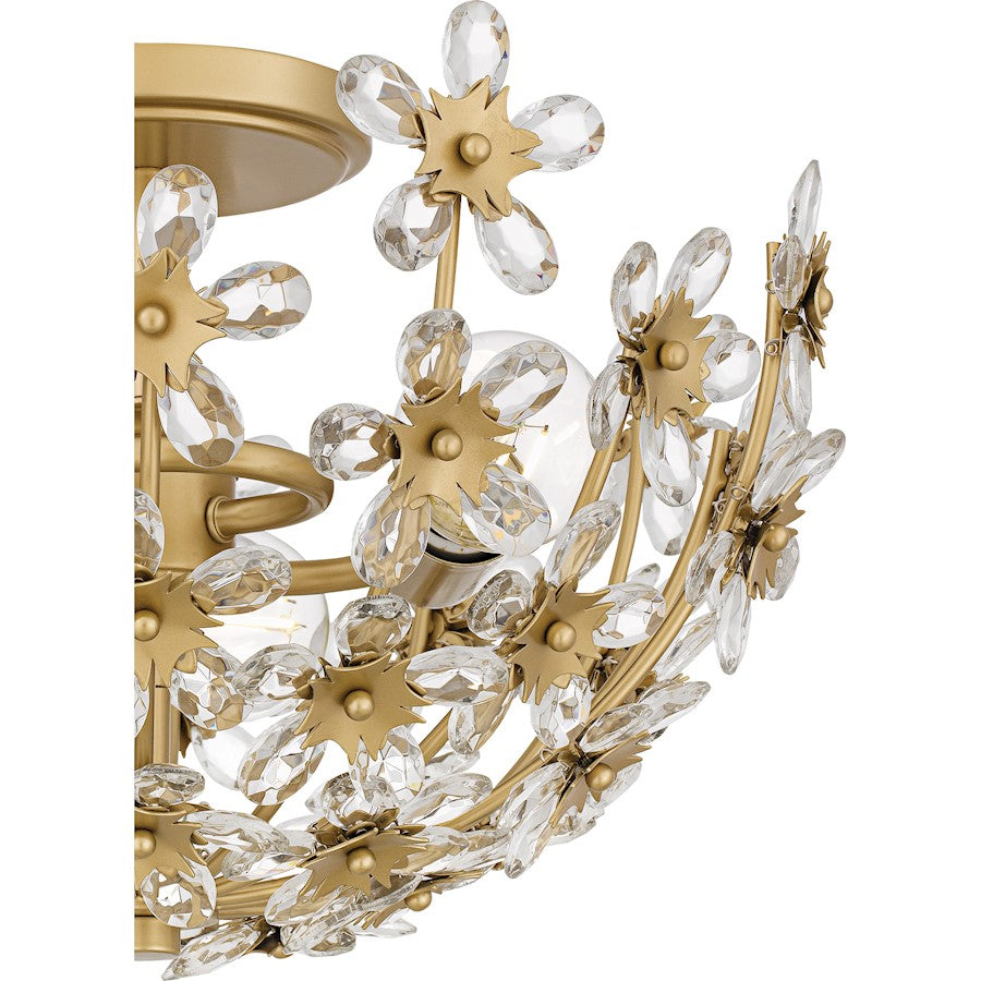 Rosemary 3Lt Semi-Flush Mount, Soft Gold/Clear Crystal