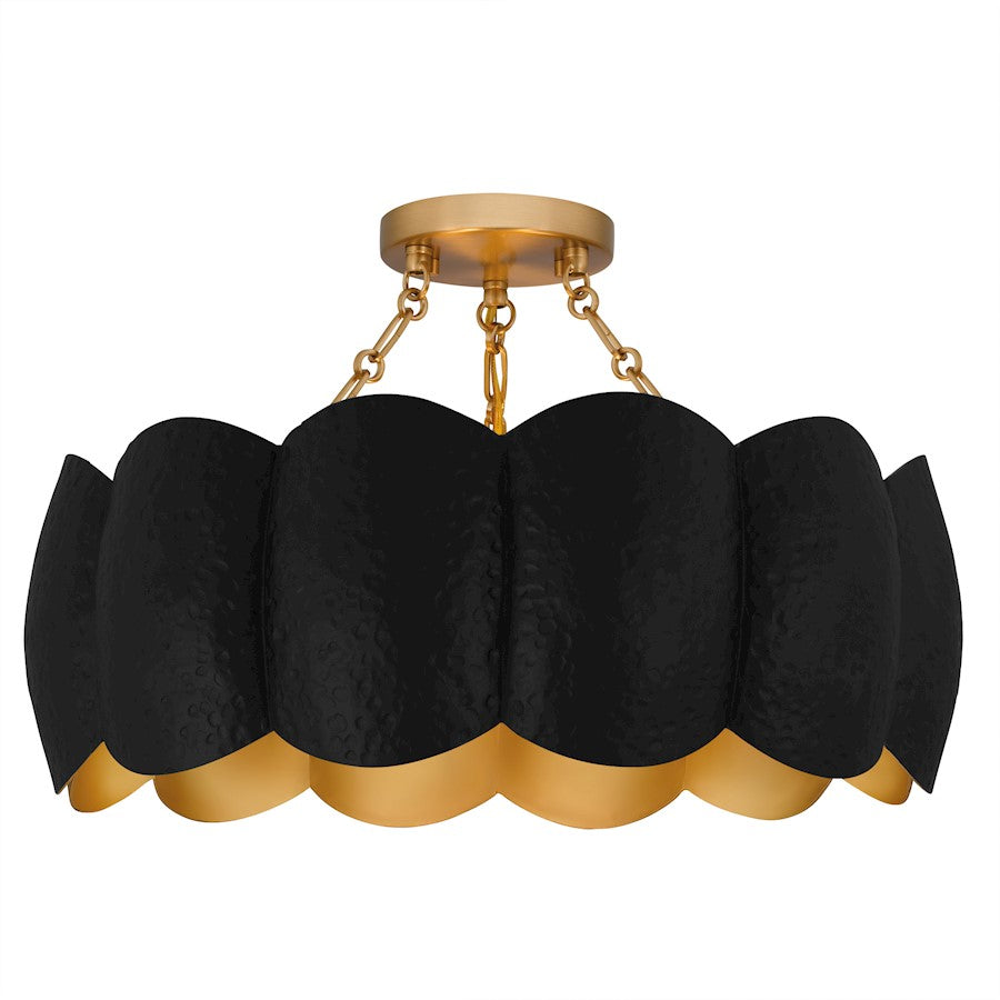 Santana 4Light Semi-Flush Mount, Matte Black/Metal