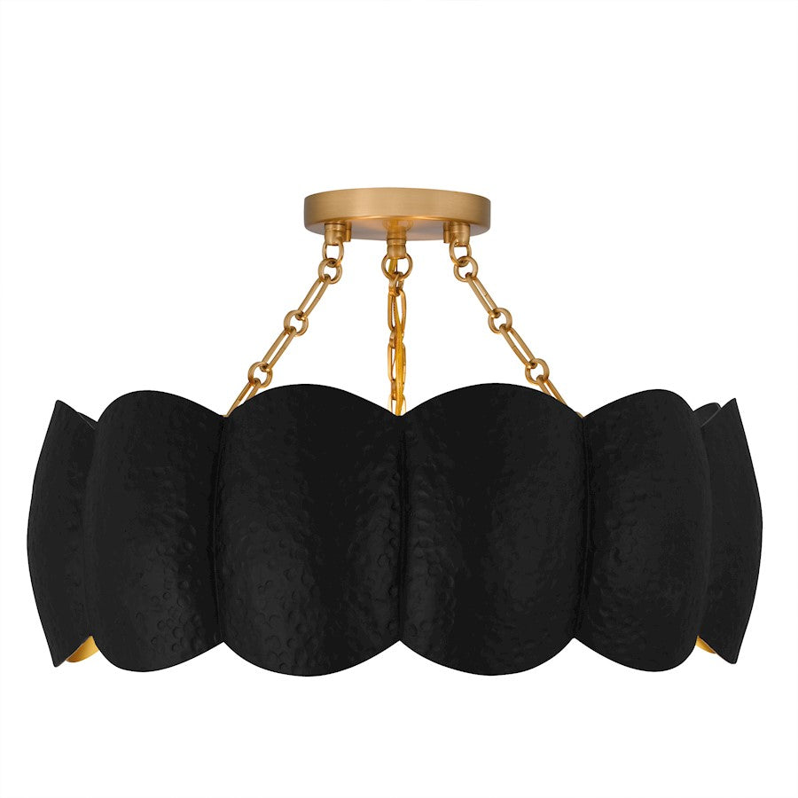 Santana 4Light Semi-Flush Mount, Matte Black/Metal