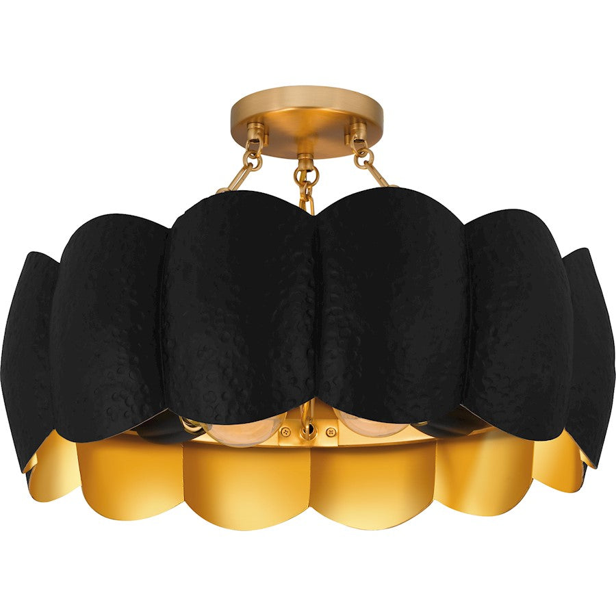Santana 4Light Semi-Flush Mount, Matte Black/Metal