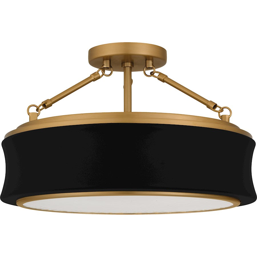Dylan 3Lt Semi-Flush Mount, Black/Clear Textured