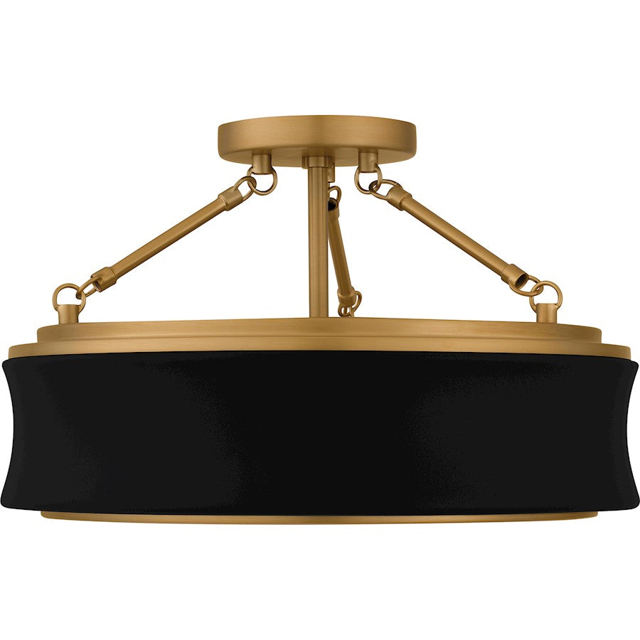 Dylan 3Lt Semi-Flush Mount, Black/Clear Textured