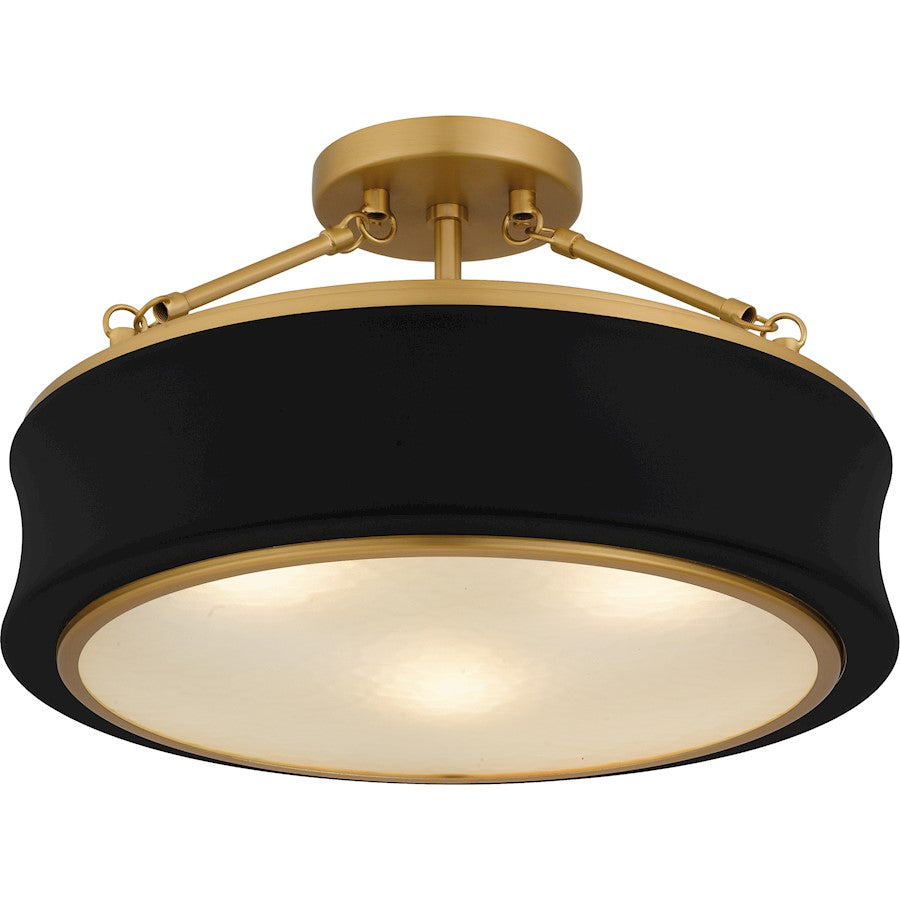 Dylan 3Lt Semi-Flush Mount, Black/Clear Textured