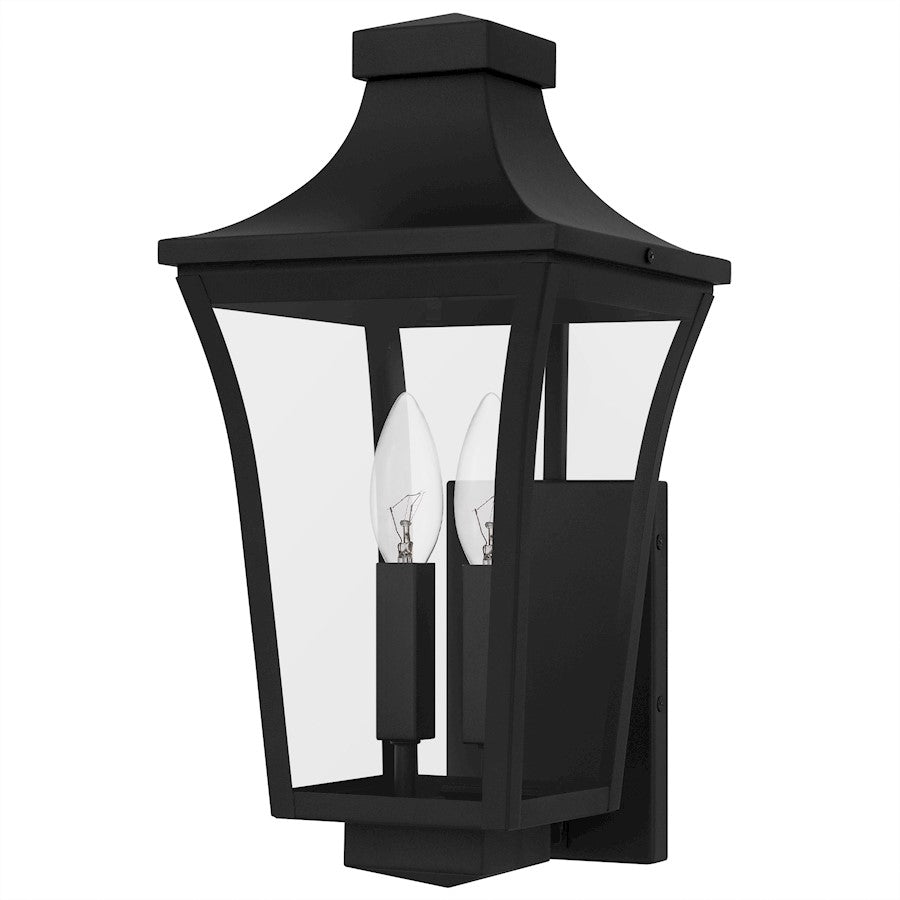Quentin 2Light Outdoor Lantern, Earth Black/Clear Glass